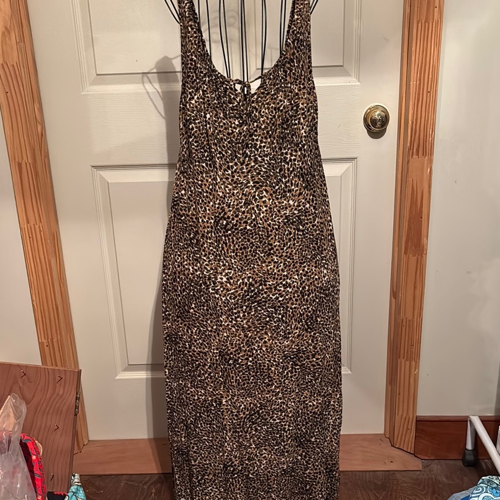 Old Navy Brown Leopard Print Maxi Dress